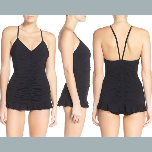 NWT $148 Profile By Gottex Swan Lake One piece Swimsuit In Black [SZ 6 ]‎ - Picture 1 of 6